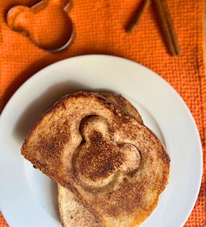 Cozy, seasonal Mickey-inspired Pumpkin Spice Breakfast Toast is perfect for a cool autumn morning at home.