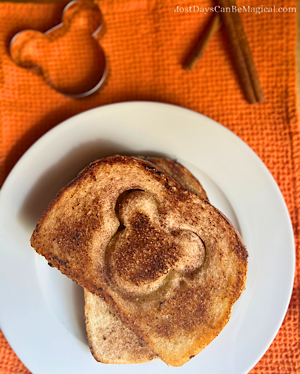 Cozy, seasonal Mickey-inspired Pumpkin Spice Breakfast Toast is perfect for a cool autumn morning at home.