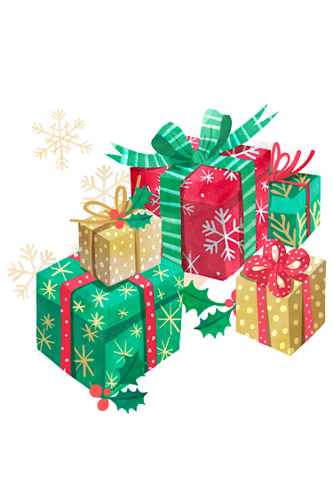 Pile of festively colored Christmas presents filled with Disney-inspired kitchen gifts such as a toaster, popcorn maker, and apron.